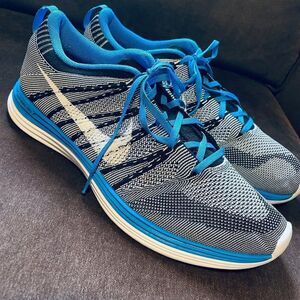 Excellent Nike iD Flyknit Lunar 1 blue green men’s 13 US 47.5 EUR
